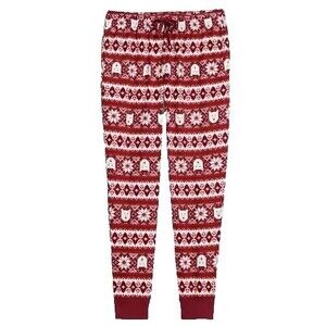 Old Navy Women XXL Red Polar Bear Fair Isle Flannel Jogger Pajama Pants Sleep PJ
